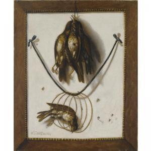 HAMBACH Johann Michael,A STILL LIFE OF THRUSHES AND BIRD-CATCHERS' TOOLS,1675,Sotheby's 2007-12-17