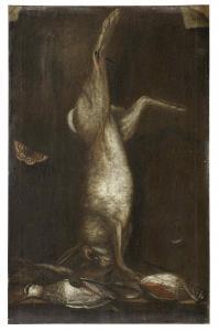 HAMBACH Johann Michael,A 
trompe L'oeil 
of a hare with a butterfly and d,Bonhams 2015-04-29