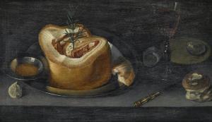 HAMBACH Johann Michael 1673-1686,Stillleben mit Speck und Weinglas,Van Ham DE 2018-11-15