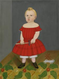 HAMBLIN Sturtevant J,AMER PORTRAIT OF A BOY IN A RED DRESS HOLDING A HA,1850,Sotheby's 2017-01-21