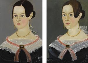 HAMBLIN Sturtevant J,AMER PORTRAITS OF PHOEBE JEWETT AND HANNAH M. JEWE,1841,Sotheby's 2017-01-21