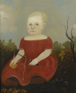 HAMBLIN Sturtevant J,PORTRAIT OF A CHILD IN A RED DRESS HOLDING A TOY W,1845,Sotheby's 2017-01-21