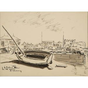 HAMBOURG Andre 1909-1999,Le port avec bateaux de pêche et voiliers,Tajan FR 2018-05-18