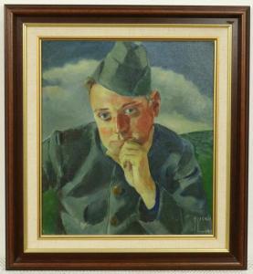 Hamers Flip 1909-1995,Portret van een jonge soldaat,1940,Venduehuis NL 2017-12-20