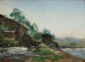 HAMESSE Adolphe Jean 1849-1925,Le moulin à eau,1884,Horta BE 2021-12-06