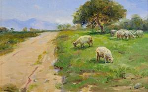 HAMILTON Eva Henrietta 1876-1960,Sheep Grazing,Morgan O'Driscoll IE 2024-01-08