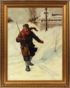 HAMILTON George Theodore 1884-1974,SNOW SCENE WITH MAN,1917,Du Mouchelles US 2013-10-18