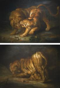 Hamilton John 1700,A TIGER AND A LION; AND TIGRESS AND HER CUBS THREA,Sotheby's GB 2017-07-06