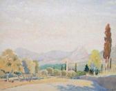 HAMILTON KAYE,church and mountains in the distance,Fieldings Auctioneers Limited 2012-01-14