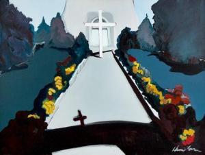 HAMILTON Lydia M,Flowers In Front of Church,Santa Fe Art Auction US 2020-05-30