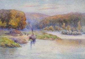HAMILTON Nora G 1873,Figures by a boat on a lake,1902,Woolley & Wallis GB 2012-03-21