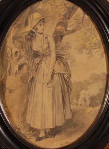 HAMILTON W,Young woman standing by a tree,Burstow and Hewett GB 2008-04-30