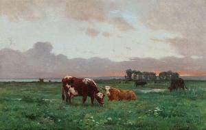 HAMMAN Édouard J. Conrad 1819-1888,Polder landscape with cows,Bernaerts BE 2017-03-21