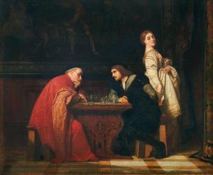 HAMMAN Édouard J. Conrad 1819-1888,The game of chess,1864,Uppsala Auction SE 2022-06-15
