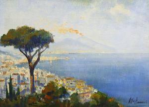 HAMMEL Otto 1866-1950,Blick über die Bucht von Neapel auf den rauchenden,Winterberg Arno 2023-10-21
