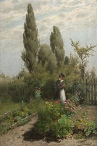 HAMMER JOHN J 1842-1906,Woman in the garden,John Moran Auctioneers US 2014-10-21