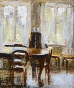 HAMMERSHOI Vilhelm,Interior. The dining room. Frederiksberg Allé,1888,Bruun Rasmussen 2024-03-04