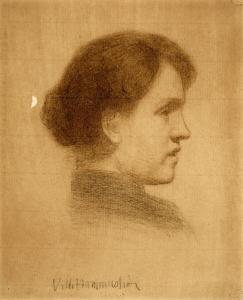 HAMMERSHOI Vilhelm,Portrait of Johanne Josefine Wulff (1868–1955),c.1887,Bruun Rasmussen 2024-02-05