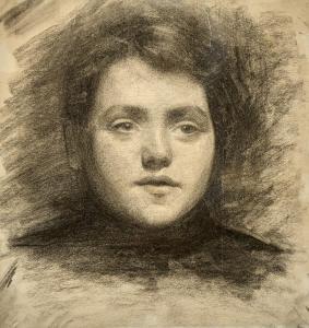 HAMMERSHOI Vilhelm,Portrait of Johanne Josefine Wulff (1868–1955),1887,Bruun Rasmussen 2024-02-05