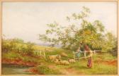 HAMMON Georg Hamilton 1895-1905,Hirtenpaar mit weidenden Schafen an einem Frühling,Zeller 2012-09-13