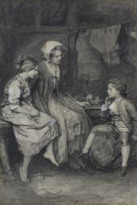 HAMMOND Gertrude E. Demain 1862-1953,interior scene with mother and children,Denhams GB 2024-02-21