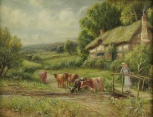 hammond John Richard,cottage with cattle watering and a girl,Paul Beighton GB 2009-03-08