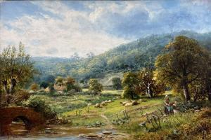 HAMMOND Robert John 1882-1911,Valley Landscape with Figures Sheep and C,1901,David Duggleby Limited 2022-09-16