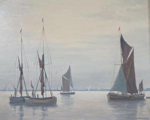 HAMMOND Vavasour 1900-1985,Sail barges in harbour,Gorringes GB 2022-07-11