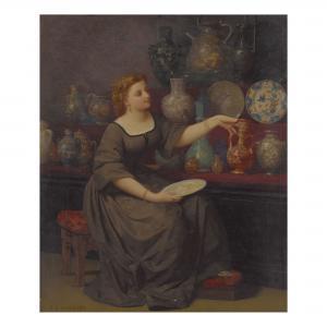 HAMON Jean Louis 1821-1874,A LADY SEATED ADMIRING A VASE,Sotheby's GB 2019-10-22