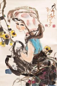 HAN Liu 1932,Sitzendes Mädchen mit Kopftuch,1978,Auktionshaus Dr. Fischer DE 2012-10-13