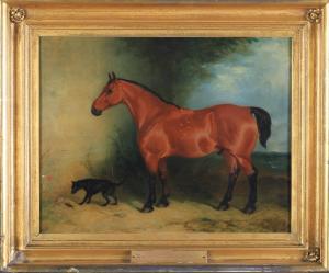 HANCOCK Charles 1795-1868,BAY COB AND TERRIER IN A LANDSCAPE,1833,Morphets GB 2019-09-05
