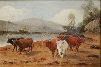 hancock Joseph,Study of Highland cattle by loch with hills rising,Moore Allen & Innocent 2011-10-28