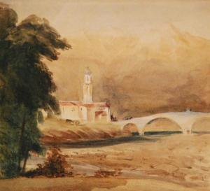 HANCOCK Lieutenant General Henry Francis,View of a church in an extensive river landscape,Fieldings Auctioneers Limited 2017-09-30