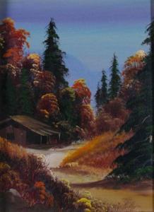 HANDFORD Charles R,landscape depicting a mountain cabin in autumn,Wickliff & Associates 2010-05-15