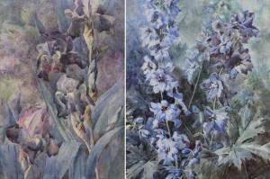 Handley Gladys,'Delphiniums' and 'Irises',1920,Batemans Auctioneers & Valuers GB 2017-12-02