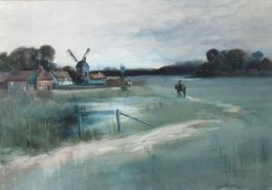 HANDLEY READ Edward Harry,Dutch Village Landscape with Windmill and Figures ,Burchard 2021-12-12