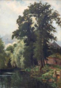 HANEDOES Louwrens 1822-1905,Een rustgevend uitzicht op een beekje in de buurt ,Venduehuis 2022-10-11