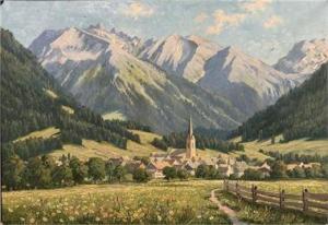 HANFT Willy 1888-1987,Sommerliche Ansicht eines Dorfes in Talsohle,Reiner Dannenberg DE 2019-09-17