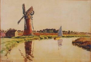 HANNAFORD Charles A 1887-1972,Horsey Mill on the Norfolk Broads,Lacy Scott & Knight GB 2017-03-11