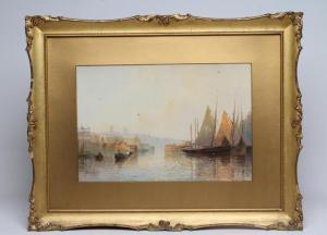 HANNAFORD Charles E 1863-1955,Becalmed Harbour Scene,Hartleys Auctioneers and Valuers GB 2022-09-14