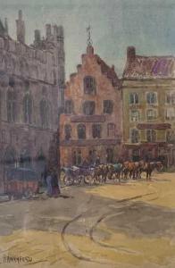 HANNAFORD Charles E 1863-1955,Corner of The Grand Place Bruges,Keys GB 2022-07-22