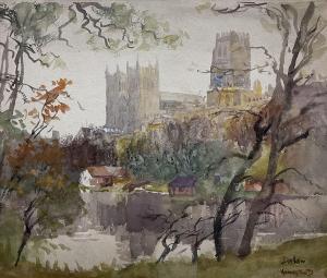 HANNAFORD Charles E 1863-1955,Durham from the River,David Duggleby Limited GB 2022-08-13