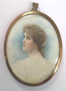 HANNAM Florence 1800-1900,portrait miniature of Esme Collings,Halls GB 2019-09-18