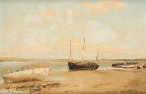 HANNON Théodore 1851-1916,Bateaux à marée basse,Horta BE 2022-02-21