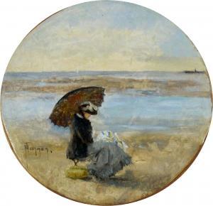 HANNON Théodore 1851-1916,Elégante sur la plage,Galerie Moderne BE 2021-09-06