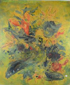 HANOT Jacques 1923-1995,Peinture huile sur toile 'Fleurs" signée Jacano po,Rops BE 2016-12-18