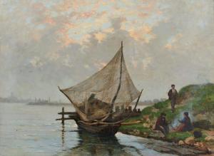 HANOTEAU Hector Ch 1823-1890,La pêche du saumon sur la Loire,1878,Beaussant-Lefèvre FR 2019-12-11