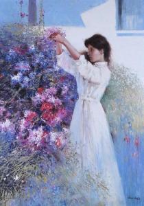 HANS AMIS 1959,WOMAN WITH FLOWERS,Clark Cierlak Fine Arts US 2020-12-12