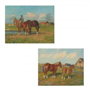 HANSEN Axel 1913-1976,Landscapes with horses in the field and horses by ,Bruun Rasmussen 2011-02-07