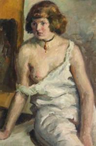 HANSEN Emiel 1878-1952,En young model with a nakes breast,Bruun Rasmussen DK 2020-04-20